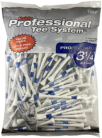 Pride SSPT34135 Professional Tee System 3-1/4" Pack of 135 Golf Tees-White