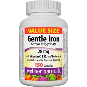 Webber Naturals Gentle Iron Supplement with Vitamin C, B12 and Folic Acid