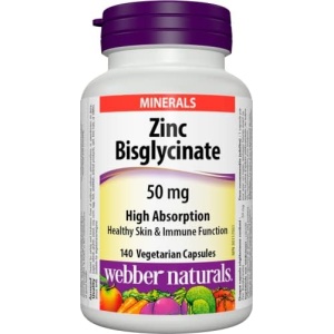 Webber Naturals Zinc Bisglycinate, 50 mg, 140 Capsules, High Absorption