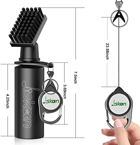 Jiskan Pro Golf Club Brush Cleaner with Retainer Clip and Squeeze Water Bottle - Image 3