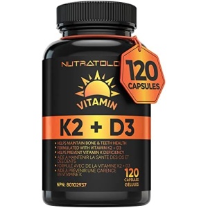 Vitamin K2 + D3 Highest Potency 120MCG/1000 IU - 120 Capsules - Helps Maintain