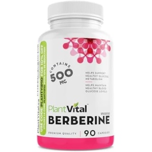PlantVital Berberine 500mg Supplement -90 Capsules. Berberine Supplements