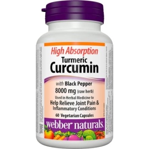 Webber Naturals Turmeric Curcumin with Black Pepper High Absorption, 8,000 mg