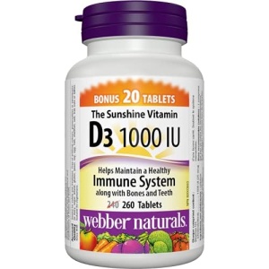Webber Naturals Vitamin D3 1000 IU, 260 Tablets, For Healthy Bones, Teeth