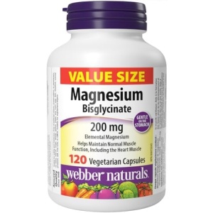 Webber Naturals Magnesium Bisglycinate 200 mg, 120 Capsules, Supports Bone