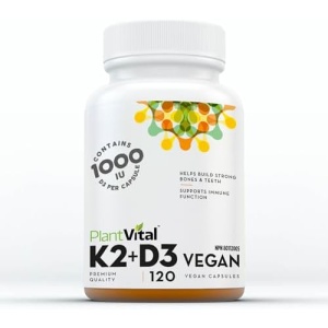 PlantVital High-Potency Vegan Vitamin D3 + K2 - (25 mcg + 120 mcg)