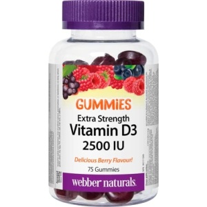 Webber Naturals Vitamin D3 2500 IU, 75 Gummies, For Healthy Bones, Teeth