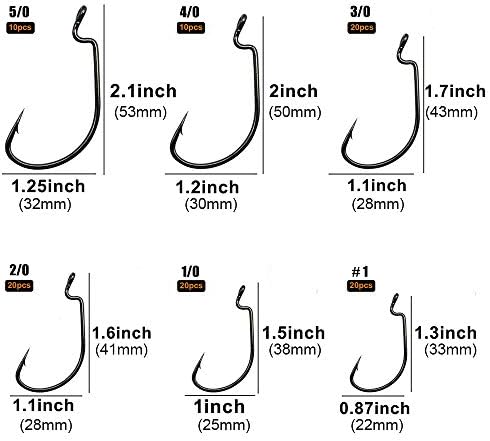 UCEC Fishing Hooks, 100pcs/box Offset Wide Gap 2X Strong Worm - Image 5