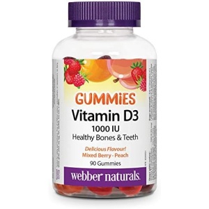 Webber Naturals Vitamin D3 1000 IU, 90 Gummies, For Healthy Bones, Teeth