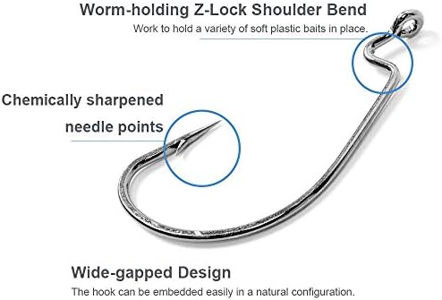UCEC Fishing Hooks, 100pcs/box Offset Wide Gap 2X Strong Worm - Image 3