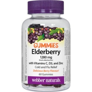 Webber Naturals Elderberry Gummies with Vitamins C, D3, and Zinc, 60 Gummies