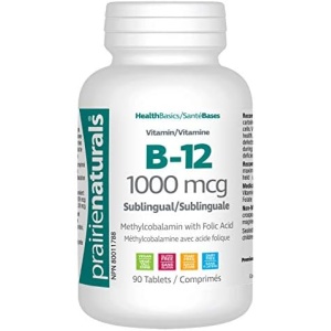Prairie Naturals Sublingual B12 Methylcobalamin 1,000mcg & Folic Acid Tablet