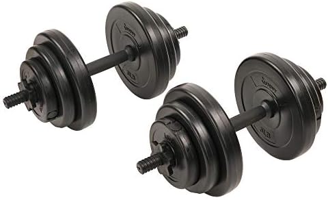 Sunny Health & Fitness Exercise Vinyl 40 Lb Dumbbell Set Hand Weights for