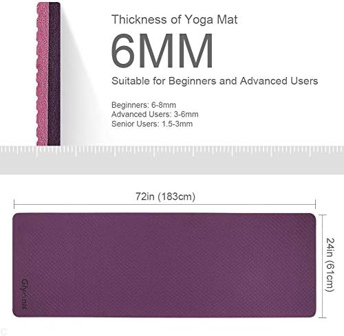 Glymnis Yoga Mat Exercise Mat Thick Non Slip Pilates Mat, Anti Tear Durable - Image 5