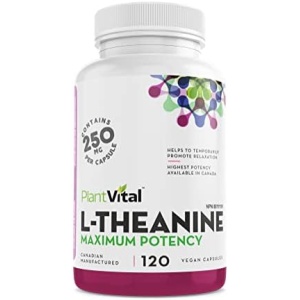 PlantVital L-Theanine Capsules, HIGH POTENCY - L Theanine supplement promotes
