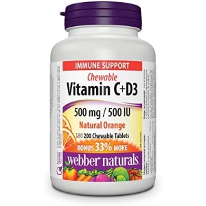 Webber Naturals Vitamin C with D3 Chewable, 500 mg of Vitamin C