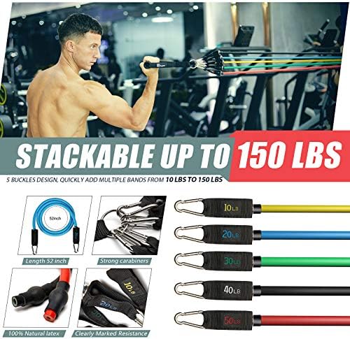 Polygon Resistance Bands Set, Exercise Tubes with Handles, Door Anchor and Ankle - Image 3