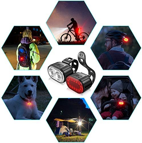 USB Rechargeable Bike Lights Set, Super Bright 2 LED Front and Back Rear Bicycle Light - Image 7