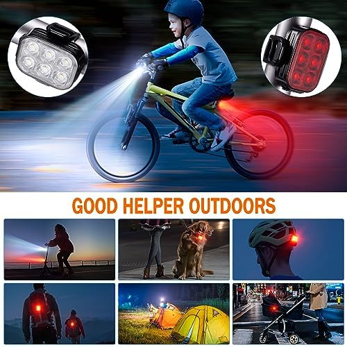Bike Lights, Combination of Bike Front Light and Tail Light, IP65 Waterproof USB Charging - Image 6