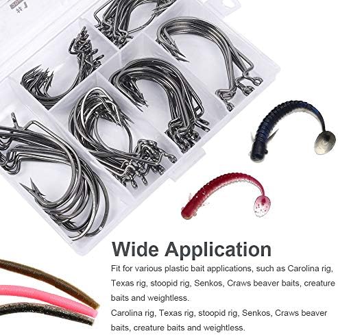 UCEC Fishing Hooks, 100pcs/box Offset Wide Gap 2X Strong Worm - Image 6