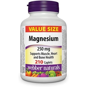 Webber Naturals Magnesium 250 mg, 210 Caplets, Supports Bone and Muscle