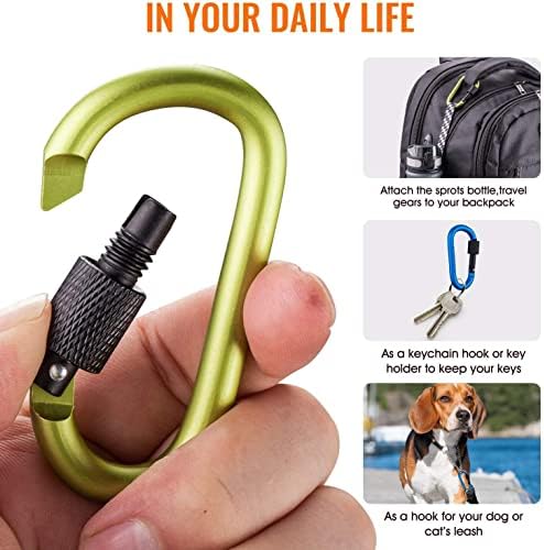 Carago Carabiner Clips with Screw Gate, 10 Pack Carabiners Hiking Clips - Image 4
