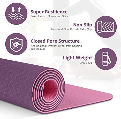 Glymnis Yoga Mat Exercise Mat Thick Non Slip Pilates Mat, Anti Tear Durable - Image 4