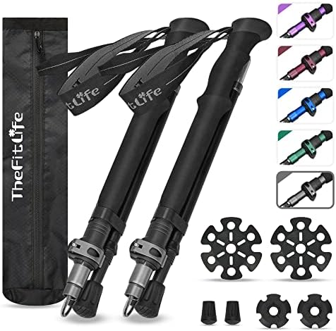 TheFitLife Collapsible Trekking Poles for Hiking – Lightweight Folding Walking Sticks