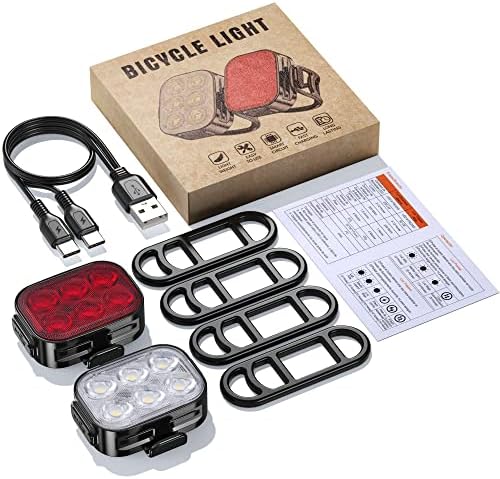 Bike Lights, Combination of Bike Front Light and Tail Light, IP65 Waterproof USB Charging - Image 7