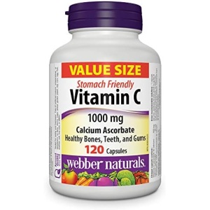 Webber Naturals Vitamin C Stomach Friendly 1000 mg, 120 Capsules, For Bones