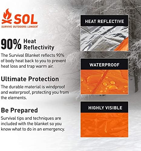 S.O.L. Survive Outdoors Longer 90 Percent Heat Reflective Survival Blanket - Image 5