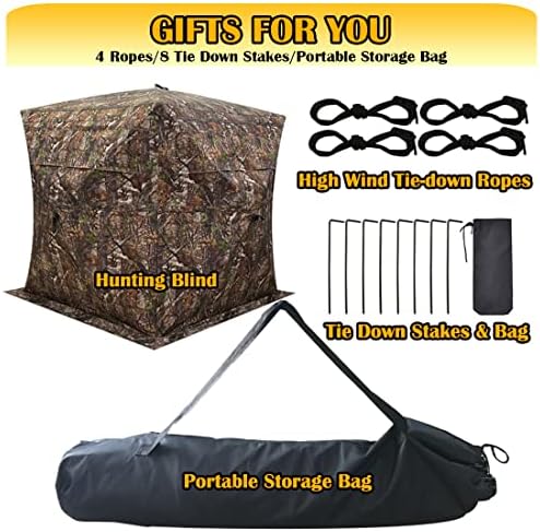CROSS MARS Portable 3 Person 270° See Through Ground Camouflage Hunting Blind Tent - Image 6