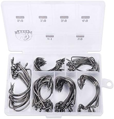 UCEC Fishing Hooks, 100pcs/box Offset Wide Gap 2X Strong Worm - Image 2