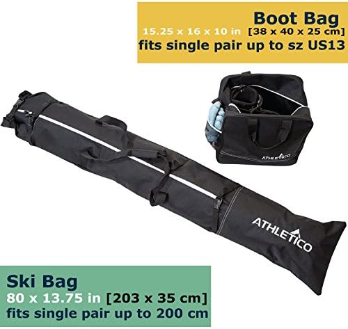 Athletico Two-Piece Ski and Boot Bag Combo | Store & Transport Skis Up to 200 cm - Image 2