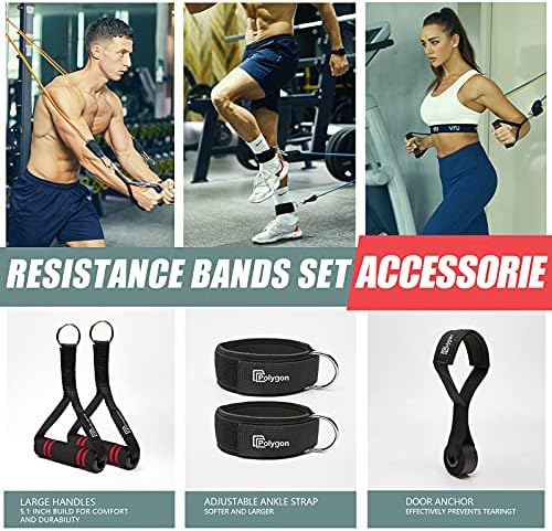 Polygon Resistance Bands Set, Exercise Tubes with Handles, Door Anchor and Ankle - Image 5