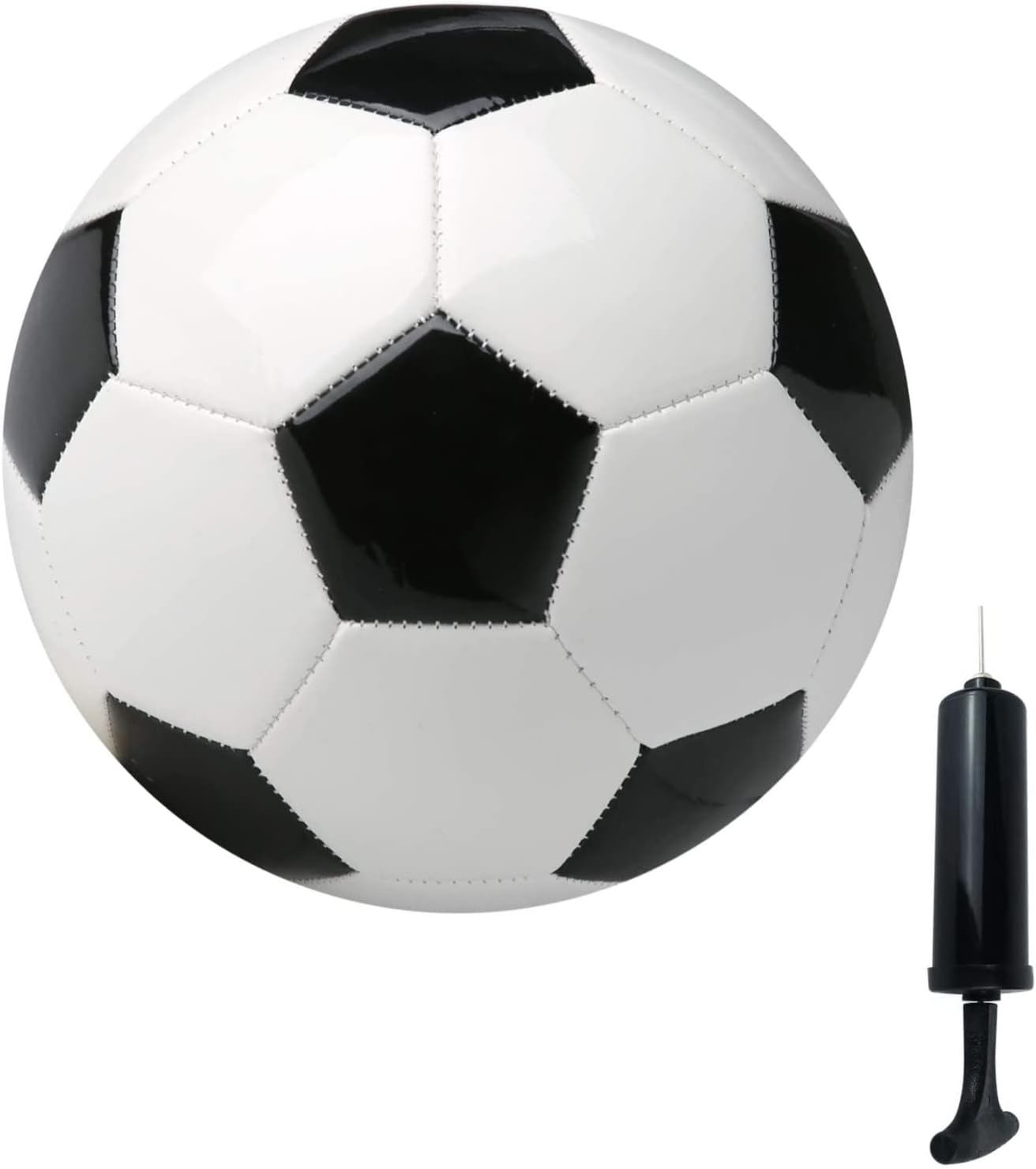 Soccer Ball Size 2,3,4,5 with Pump Needle Classic White Black Thicker PU Tight