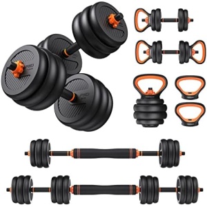 FEIERDUN Adjustable Dumbbells, 30/40/50/70/90lbs Free Weight Set with Connector