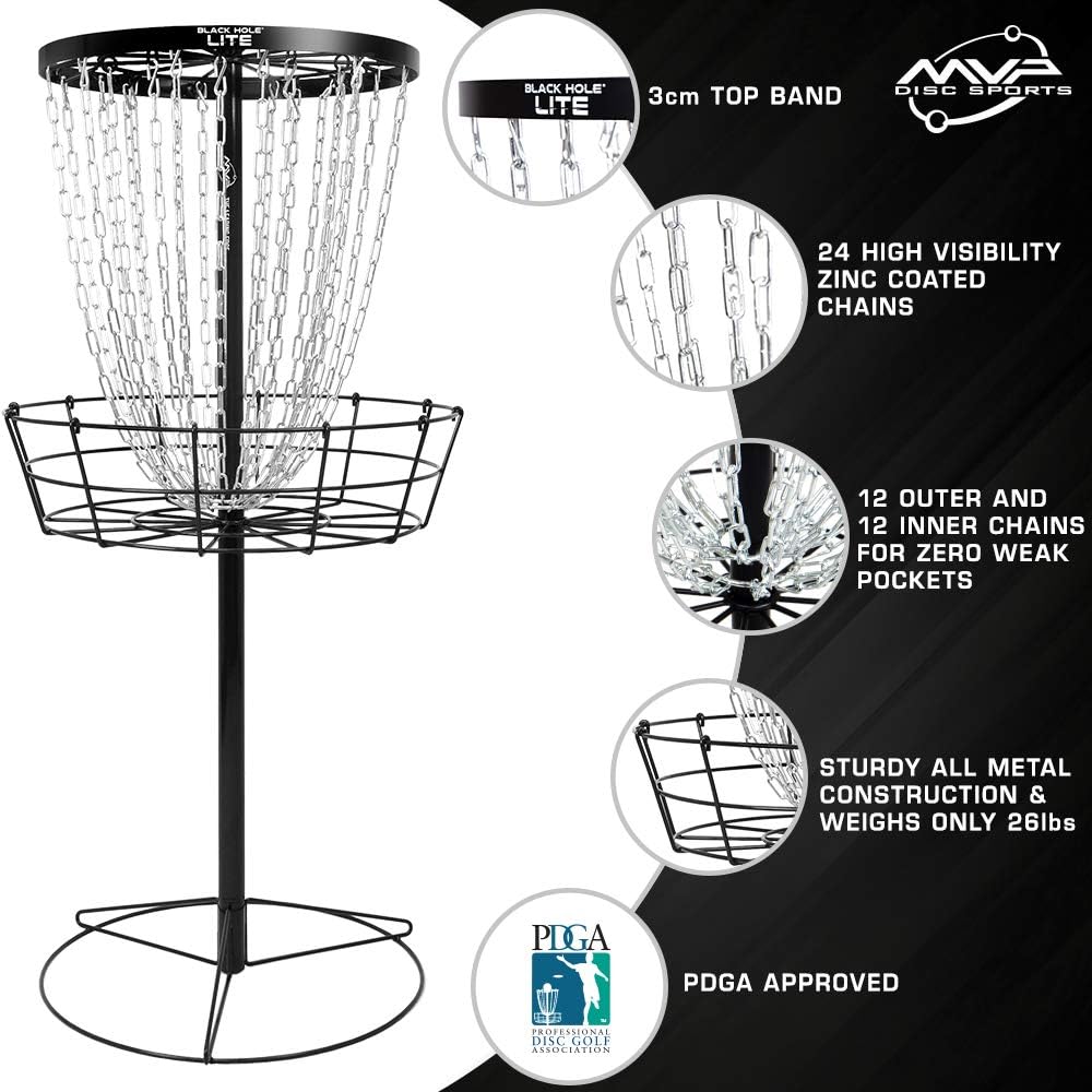 MVP Disc Sports Black Hole Lite 24-Chain Disc Golf Basket Target - Image 2