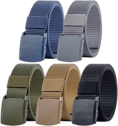 Ginwee 5 Packs Nylon Canvas Breathable Military Tactical Men Waist Belt