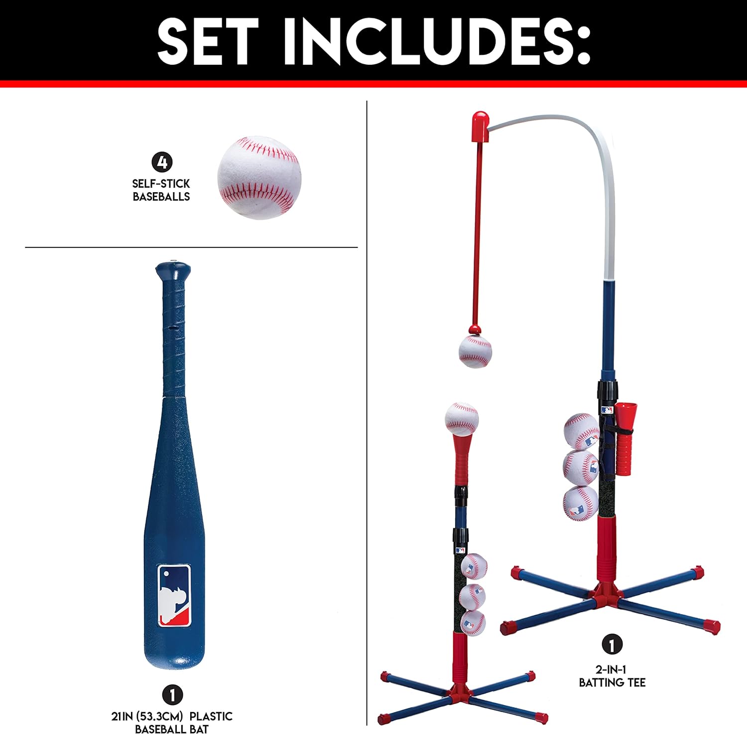 Franklin Sports Grow-with-Me Kids Baseball Batting Tee + Stand Set for Youth - Image 2