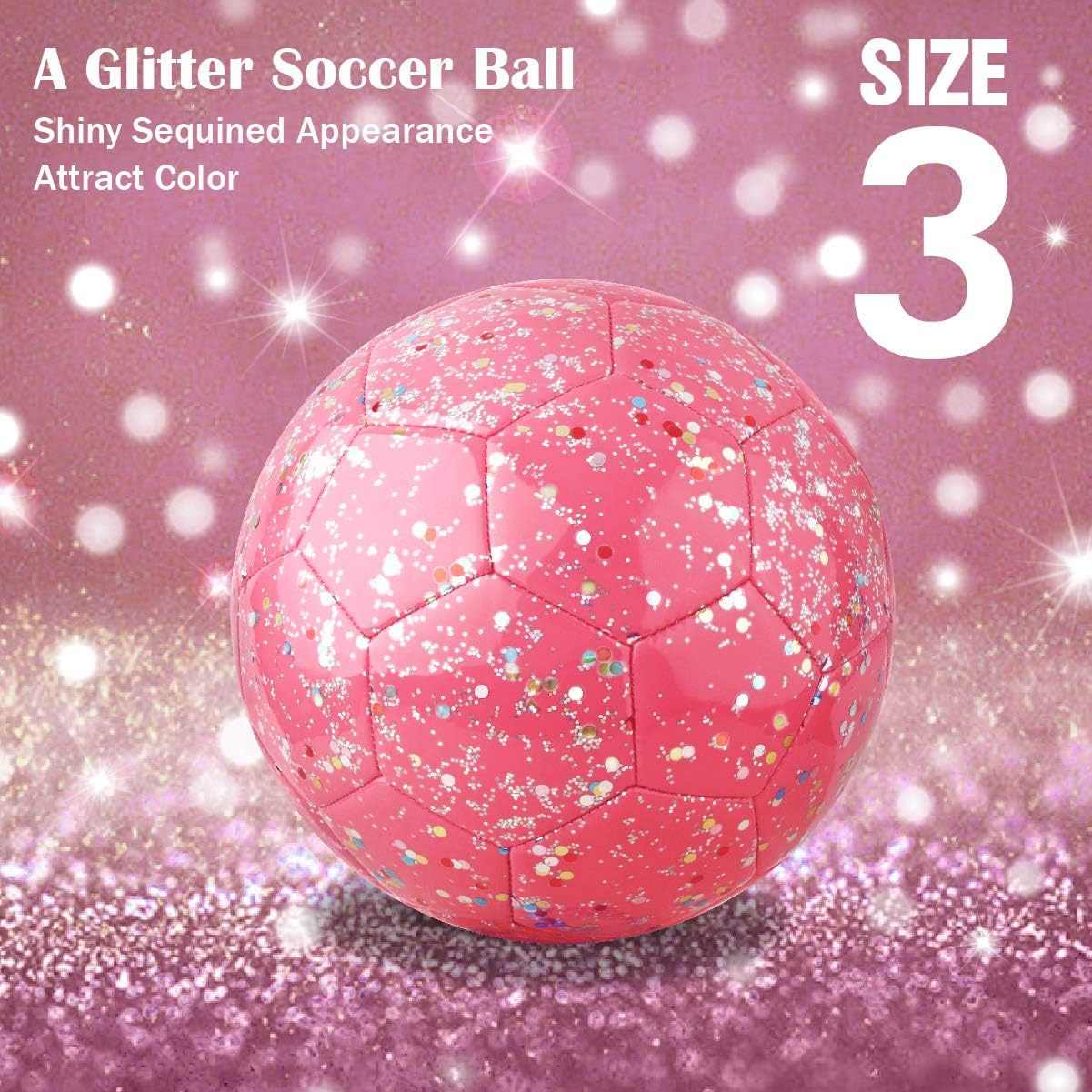 Soccer Ball Kids, Glitter Shiny Sequins Toddler Soccer Balls for Girls Boys - Image 2