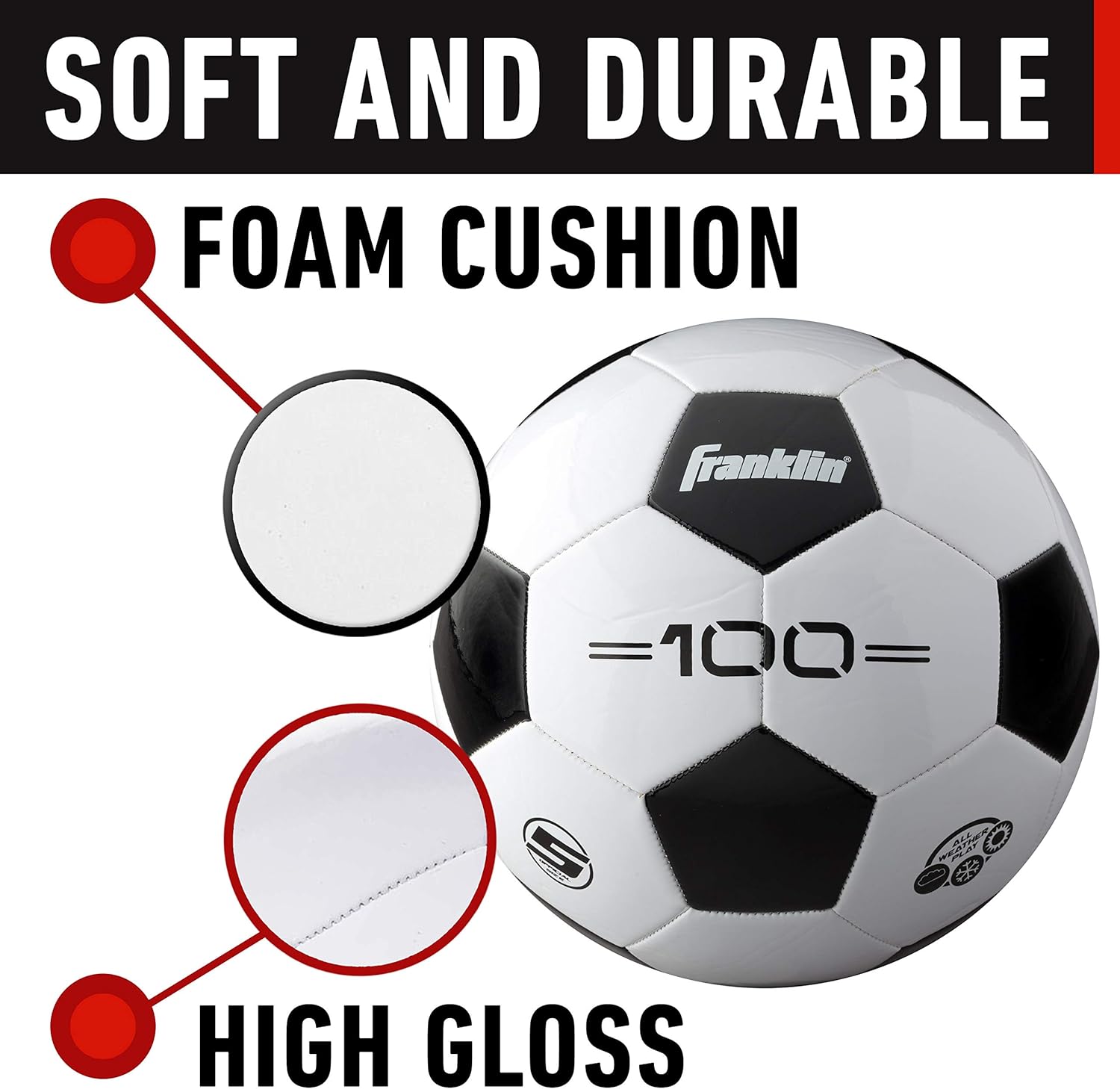 Franklin Sports Soccer Balls - Youth + Adult Soccer Balls - Size 3, - Image 3
