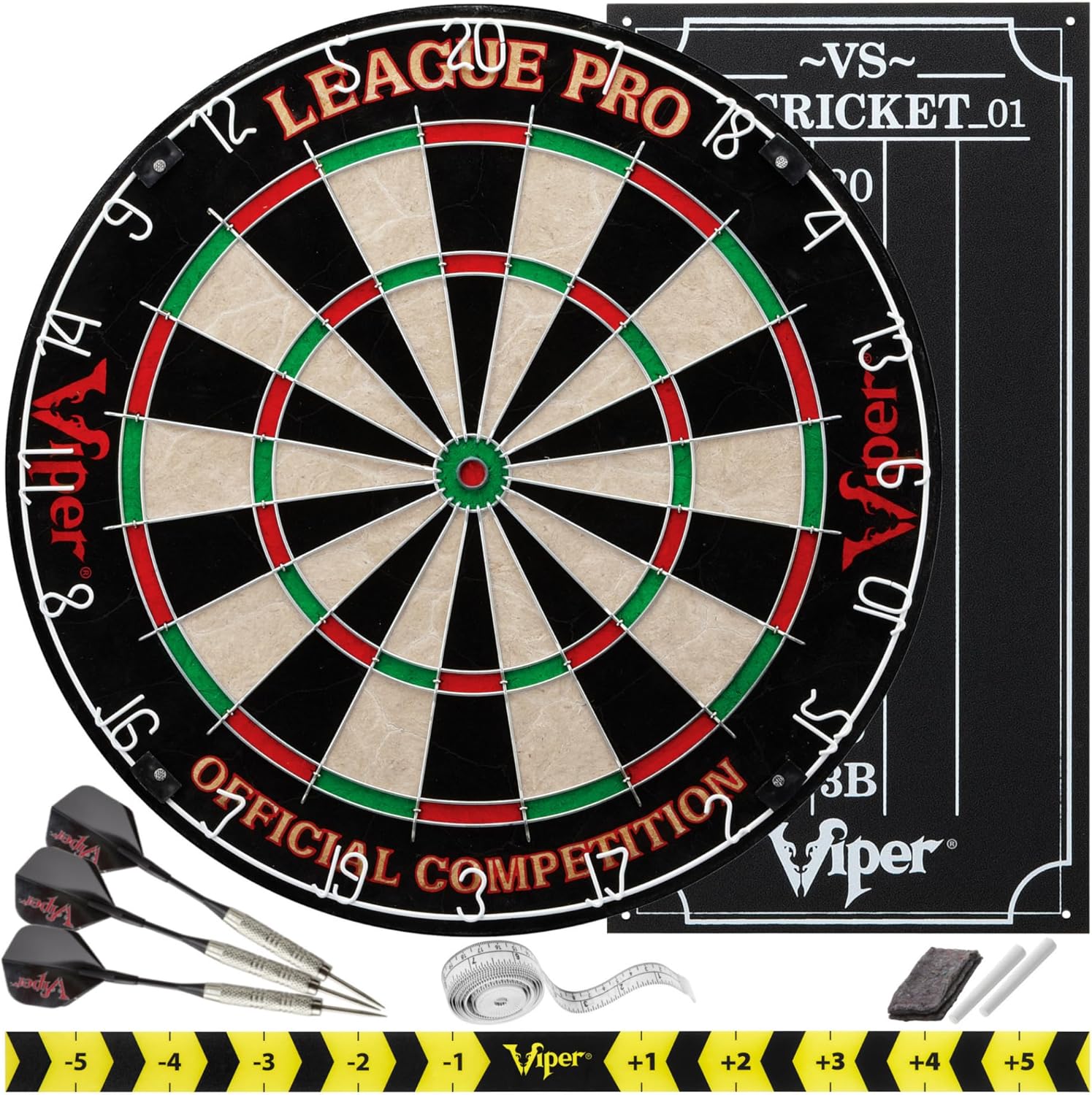 Viper League Pro Regulation Bristle Steel Tip Dartboard Starter Set
