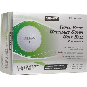 KIRKLAND SIGNATURE 3-Piece Urethane Cover Golf Ball, 2-Dozen, White