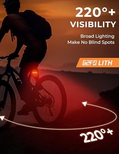 150 lm Rechargeable Bike Tail Light, IPX6 Waterproof Bicycle Rear Cycling 220° - Image 3