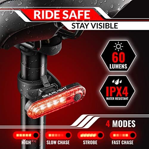 GearLight Rechargeable Bike Light, Bike Headlight and Tail Light Set - Image 4