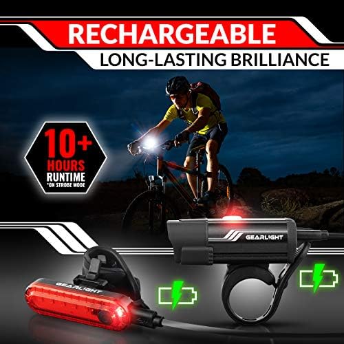 GearLight Rechargeable Bike Light, Bike Headlight and Tail Light Set - Image 2