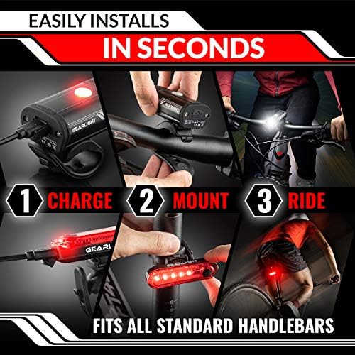 GearLight Rechargeable Bike Light, Bike Headlight and Tail Light Set - Image 6